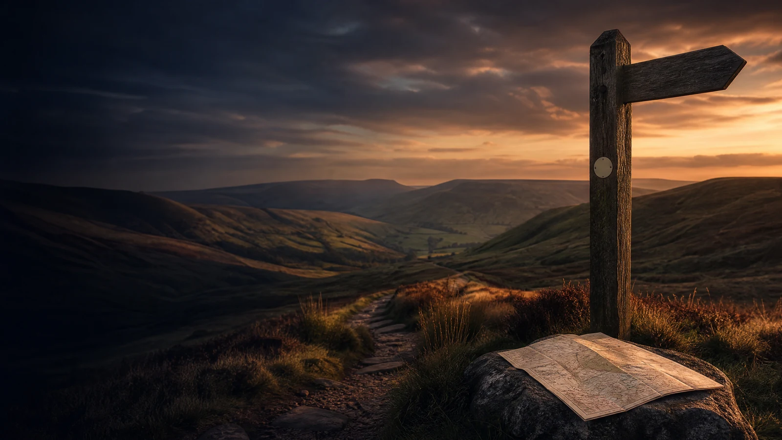 National Trails England and Wales: illustrated countryside trail scene