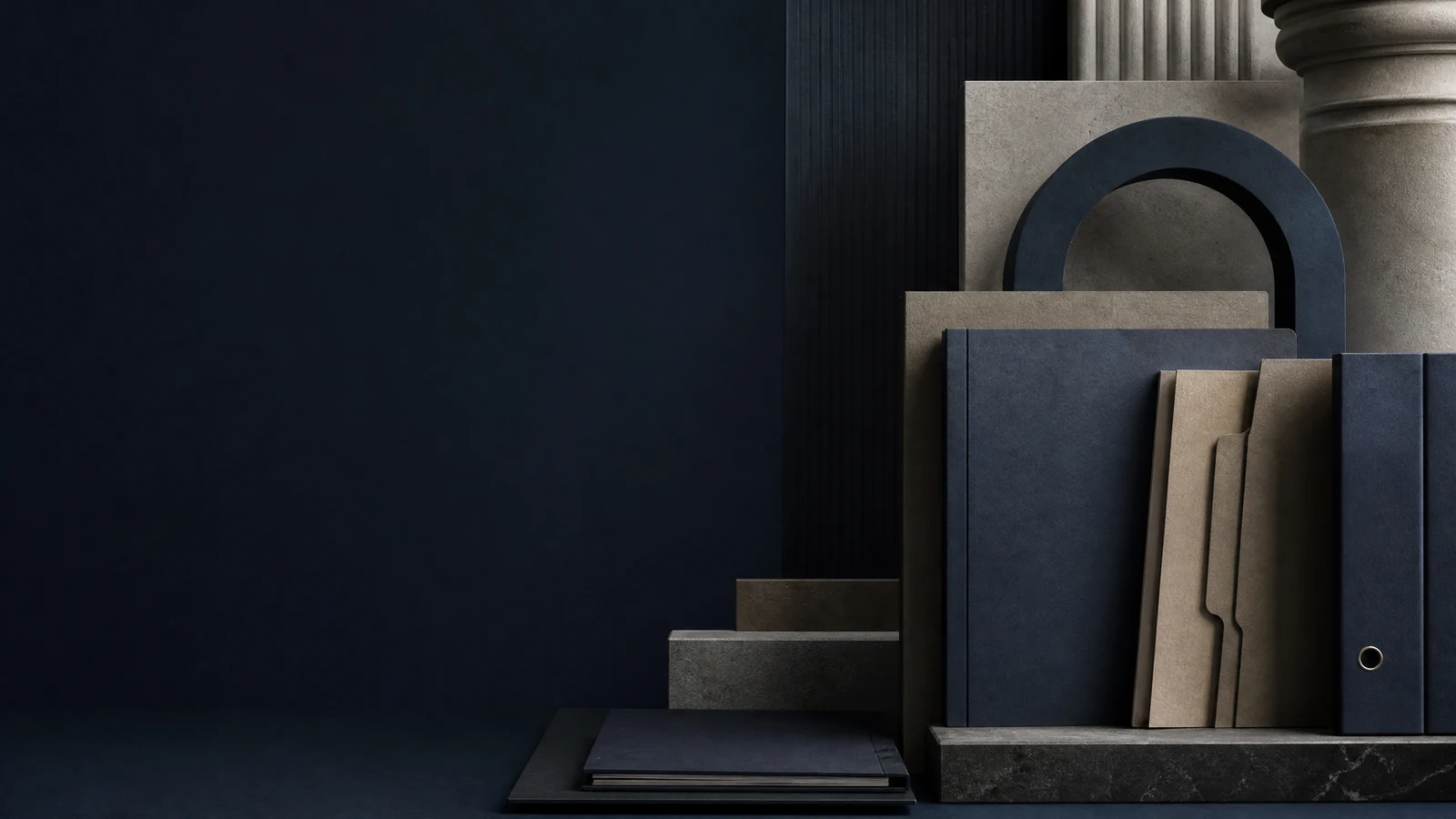 Abstract government-records folders and civic architecture for a UK government departments and agencies public-information article